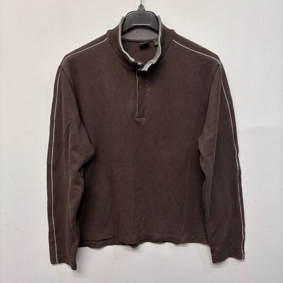 Hugo Boss Men Quarter Snap Neck Pullover Sweater Size XXL 2XL Cotton C042 -23 - Picture 1 of 16